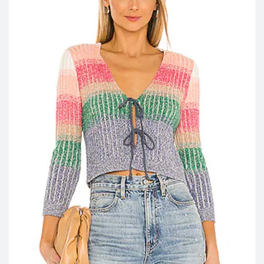 Free people - trouble maker cardigan top - rainbow